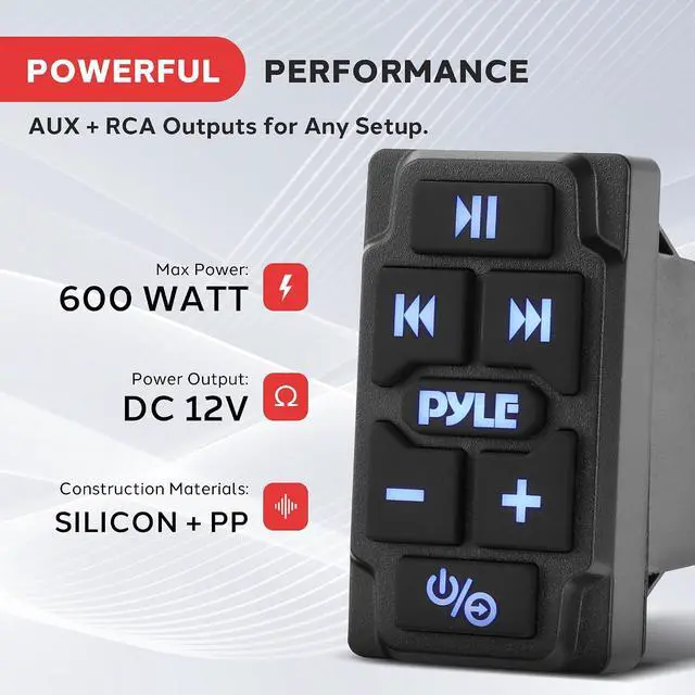 Alt view image 2 of 7 - Pyle Rocker Switch Wireless BT Audio Controller, Waterproof Rated Marine Receiver Remote Control for Car, Truck, Boat, 4x4, PowerSport Vehicles, Connect and Stream Audio from External Devices