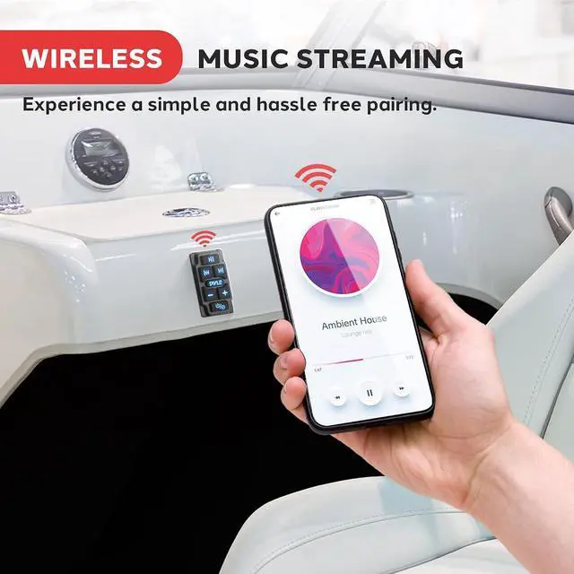 Alt view image 3 of 7 - Pyle Rocker Switch Wireless BT Audio Controller, Waterproof Rated Marine Receiver Remote Control for Car, Truck, Boat, 4x4, PowerSport Vehicles, Connect and Stream Audio from External Devices