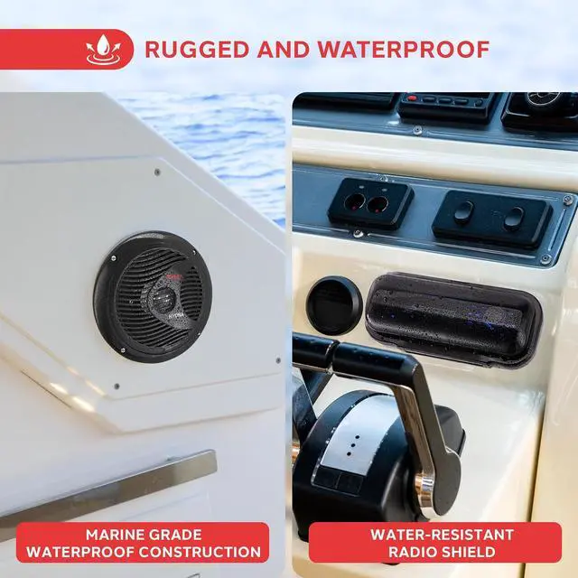 Alt view image 4 of 7 - Pyle Wireless Bluetooth Marine Audio Stereo - Kit w/ Single DIN Universal Size Radio Receiver, Hands-Free Calling, 6.5" Waterproof Speakers, CD Player, MP3/USB/SD Readers & AM/FM Radio