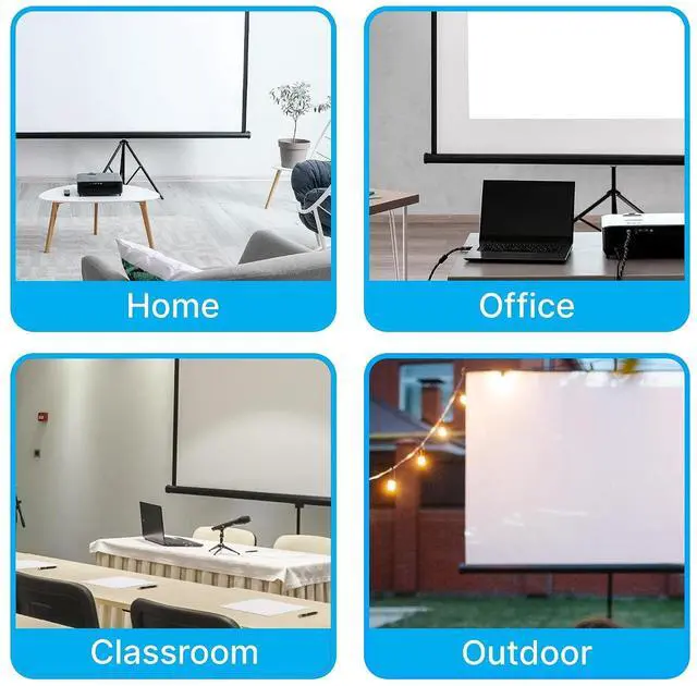 Alt view image 7 of 7 - Pyle 60 Inch Portable Projector Screen with Tripod Stand Fold Out Roll Up, HD Premium 16:9 Aspect Ratio, Matte Viewing Surface for Indoor and Outdoor Use, Perfect for Home, Office and Presentations