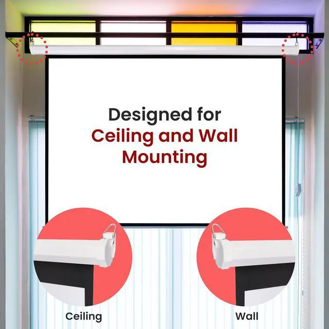 Alt view image 6 of 7 - Pyle Manual Pull Down Projector Screen - Universal 100-inch Roll-Down Retractable Manual Screen w/ Auto-Locking, Adjustable Screen Height, Black Masking Border -Home PRJSM1006