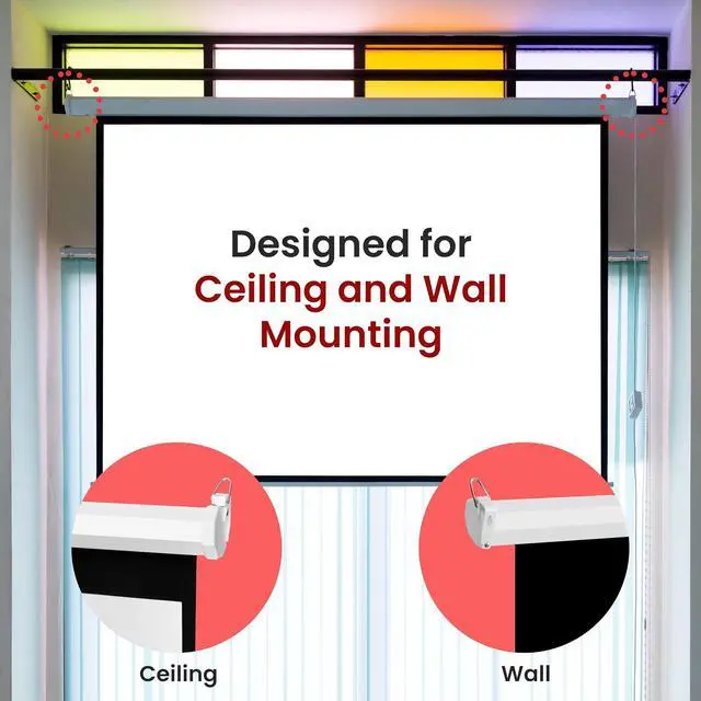 Alt view image 6 of 7 - Pyle 84-Inch Pull Down Projector Screen Manual Roll-Down Matte White Viewing Surface, Auto-Locking Height Adjustment, Wall or Ceiling Mount Design for Home Theater, Office & Classroom Use
