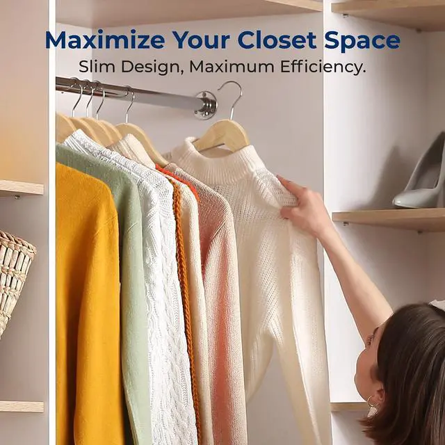 Alt view image 6 of 7 - SereneLife 50-Pack Wooden Coat Hangers Durable Suit Hangers with 360° Swivel Hook & Notches Slim Design for Shirts, Jackets, Dresses, and More (Natural Wood)