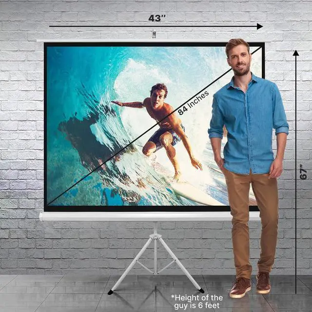 Alt view image 3 of 6 - PyleHome Universal Floor Standing Portable - Fold-Out Roll-Up Tripod Manual, Mobile Movie Screen, Home Theater Cinema Wedding Party Office Presentation, Quick Assembly