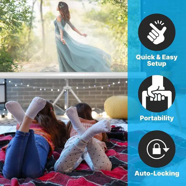 Alt view image 4 of 6 - PyleHome Universal Floor Standing Portable - Fold-Out Roll-Up Tripod Manual, Mobile Movie Screen, Home Theater Cinema Wedding Party Office Presentation, Quick Assembly