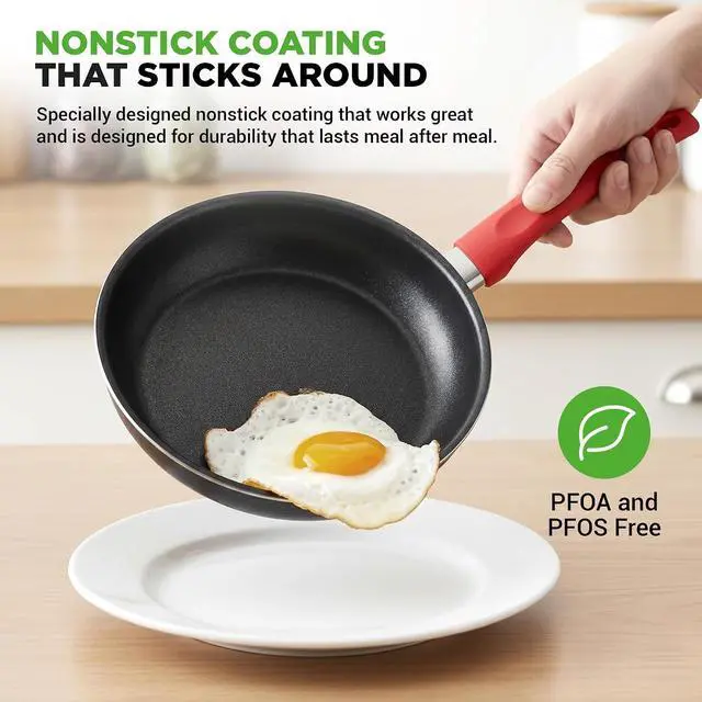 Alt view image 3 of 7 - NutriChef 21-Piece Nonstick Cookware Set - PTFE/PFOA/PFOS Free Heat Resistant Lacquer Kitchen Ware Pots Pan w/ Cool-Touch Handles, Saucepan, Fry Pans, Lid, Bakeware, For Gas Electric Ceramic Cooktops