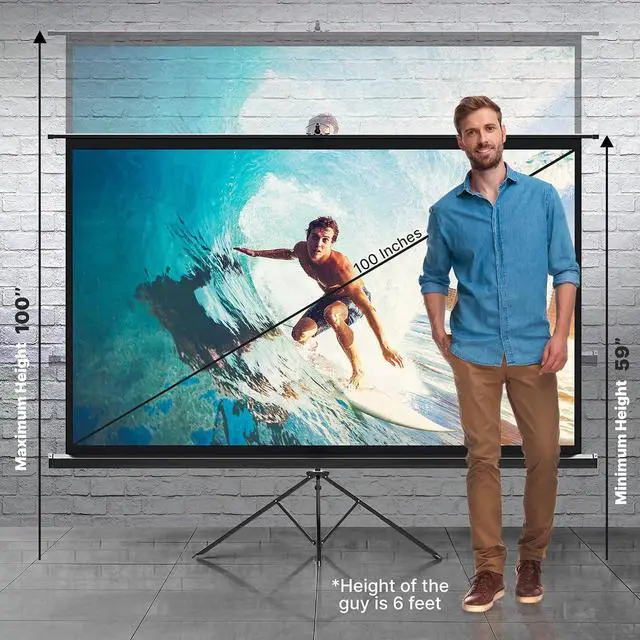 Alt view image 3 of 7 - Pyle Projector Screen with Stand - 100-Inch Floor Standing Portable Fold-Out Rollup Matte for Projection, Includes Tripod, Great for Indoor/Outdoor Presentation, Quick Assembly