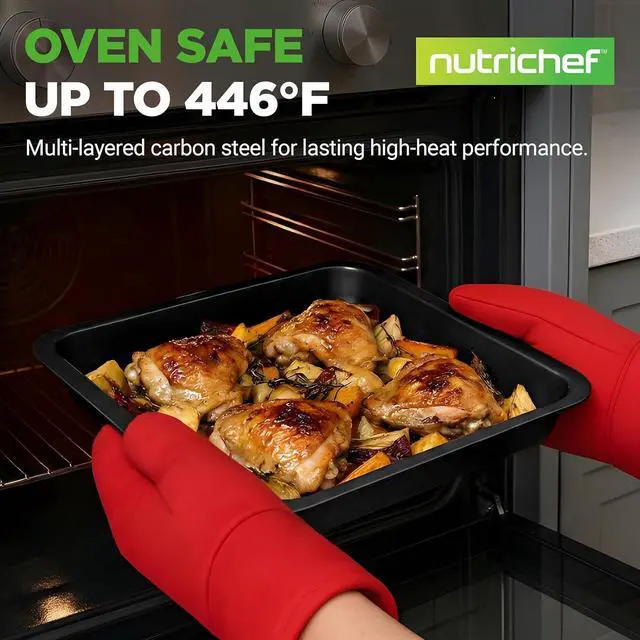 Alt view image 2 of 7 - NutriChef 10-Piece Non-Stick Baking Set Heavy-Duty Carbon Steel Bakeware Set w/ Cookie Sheets, Muffin Pan, Roasting Pan, Cake Pan, Baking Tray, Pizza Pan Effortless Food Release & Easy Cleanup