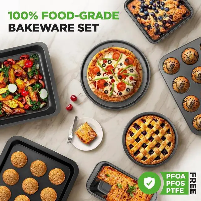 Alt view image 5 of 7 - NutriChef 10-Piece Non-Stick Baking Set Heavy-Duty Carbon Steel Bakeware Set w/ Cookie Sheets, Muffin Pan, Roasting Pan, Cake Pan, Baking Tray, Pizza Pan Effortless Food Release & Easy Cleanup