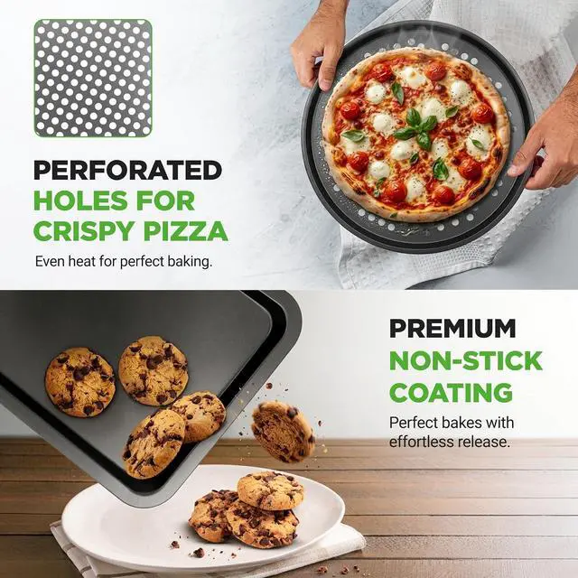 Alt view image 6 of 7 - NutriChef 10-Piece Non-Stick Baking Set Heavy-Duty Carbon Steel Bakeware Set w/ Cookie Sheets, Muffin Pan, Roasting Pan, Cake Pan, Baking Tray, Pizza Pan Effortless Food Release & Easy Cleanup