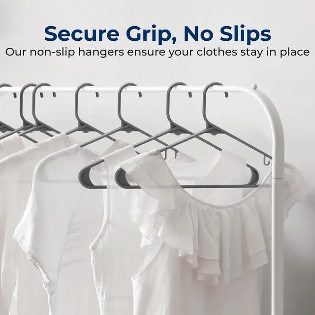 Alt view image 3 of 7 - SereneLife 150 Pcs Plastic Hangers Gray Ultra Lightweight Heavy Duty Non Slip Clothes Hanger Set for Coat Shirt Pants Closet Storage Organization Space Saving Durable Clothing Organizer 11.88 lbs