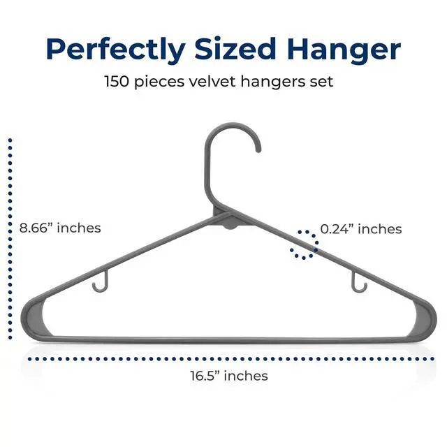 Alt view image 2 of 7 - SereneLife 150 Pcs Plastic Hangers Gray Ultra Lightweight Heavy Duty Non Slip Clothes Hanger Set for Coat Shirt Pants Closet Storage Organization Space Saving Durable Clothing Organizer 11.88 lbs