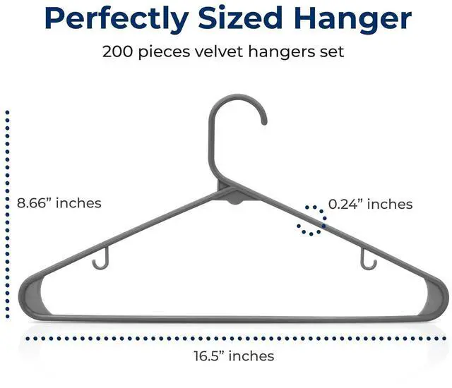 Alt view image 2 of 7 - SereneLife 200 Pack Plastic Hangers, Non-Slip, Space-Saving Closet Organizers, Durable and Strong for Shirts, Sweaters, Hoodies, Kids Clothes & Dresses, Ultra-Thin, Lightweight