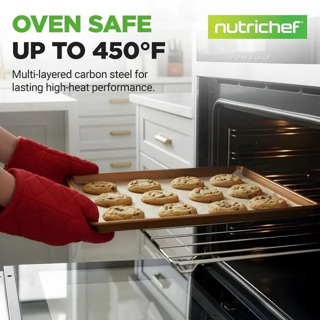 Alt view image 2 of 7 - NutriChef 8-Pack Nonstick XL Cookie Sheets for Baking - 22" x 16" Extra Large Carbon Steel Oven Baking Trays - Non Stick Coating, Stackable Baking Pans