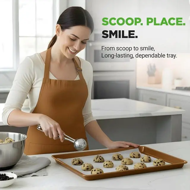 Alt view image 4 of 7 - NutriChef 8-Pack Nonstick XL Cookie Sheets for Baking - 22" x 16" Extra Large Carbon Steel Oven Baking Trays - Non Stick Coating, Stackable Baking Pans