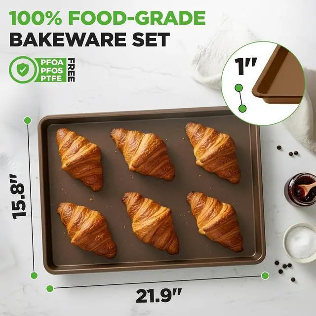 Alt view image 5 of 7 - NutriChef 8-Pack Nonstick XL Cookie Sheets for Baking - 22" x 16" Extra Large Carbon Steel Oven Baking Trays - Non Stick Coating, Stackable Baking Pans