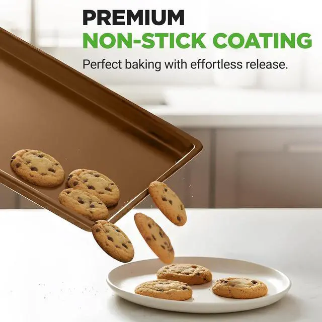 Alt view image 6 of 7 - NutriChef 8-Pack Nonstick XL Cookie Sheets for Baking - 22" x 16" Extra Large Carbon Steel Oven Baking Trays - Non Stick Coating, Stackable Baking Pans