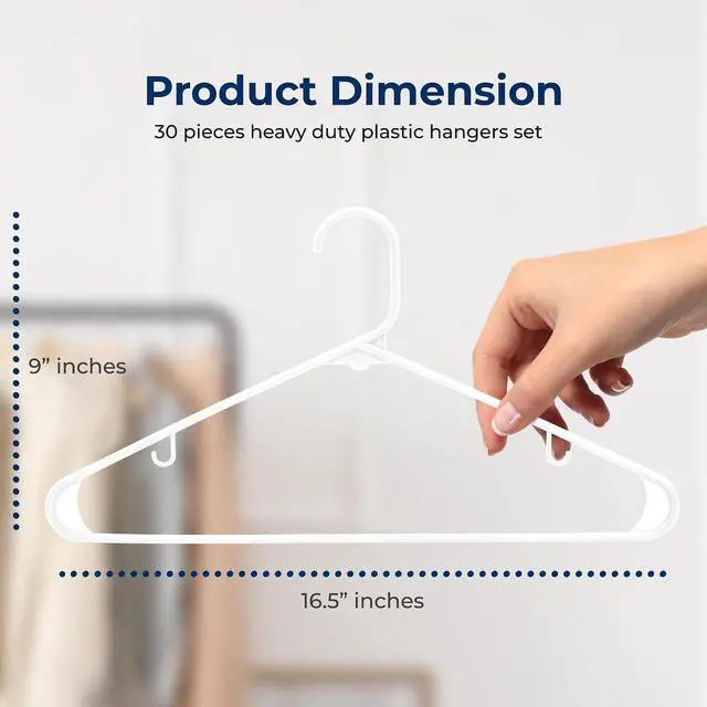 Alt view image 2 of 7 - SereneLife White Standard Plastic Hangers, Mega Pack, 200 Pieces Hangers for Clothes, Durable Tubular Hanger Slip Design Cloth Hanger Set with 2 Integrated Strap Hook Design