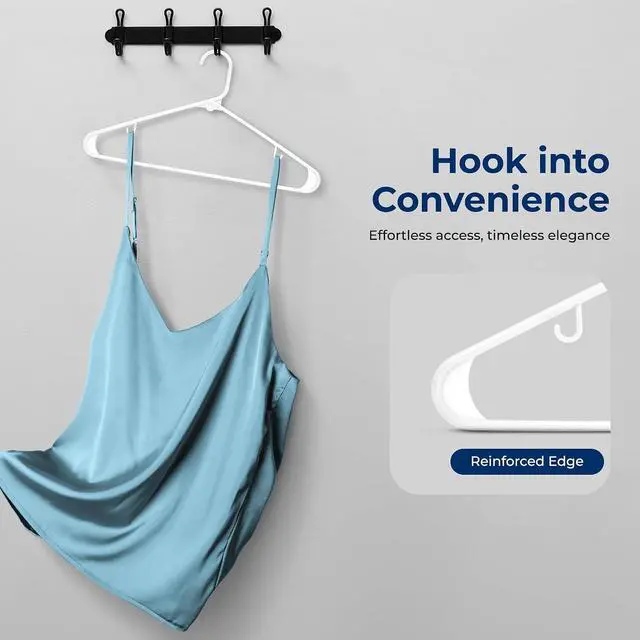 Alt view image 6 of 7 - SereneLife White Standard Plastic Hangers, Mega Pack, 200 Pieces Hangers for Clothes, Durable Tubular Hanger Slip Design Cloth Hanger Set with 2 Integrated Strap Hook Design
