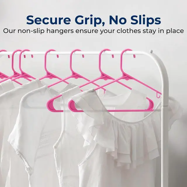 Alt view image 3 of 7 - SereneLife 200 Pink Plastic Hangers Non-Slip Heavy Duty Coat and Clothes Hanger Set Slim Durable Space-Saving Closet Organizer Wardrobe Storage Home Bedroom 5.5 lb Capacity