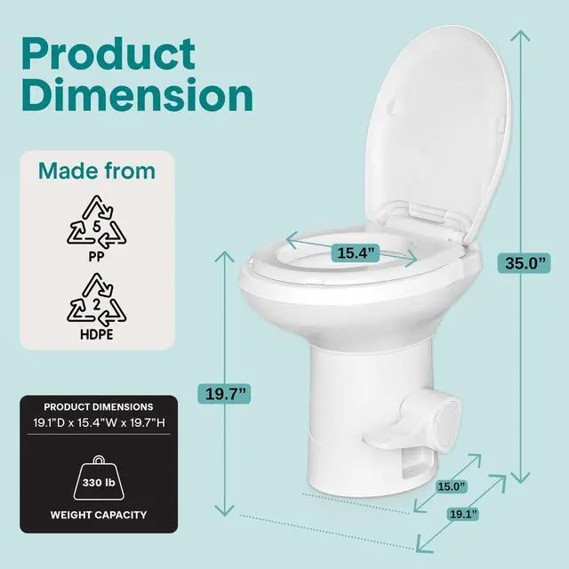 Alt view image 5 of 7 - SereneLife RV Toilet - Small Camp Toilet with Foot Pedal and a Hand Sprayer, Leak-Proof, Odorless, Soft-Close Lid, Compact Water-Saving Design, Quick Installation, Perfect for RVs, Trailers, and Boats