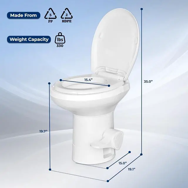 Alt view image 5 of 7 - SereneLife RV Gravity Flush Toilet with Foot Pedal and Hand Sprayer | T-Type Full-Bowl Flush Coverage With Odor-Resistant Sealing For RVs, Boats, Campers, Trailers And Marine Bathrooms