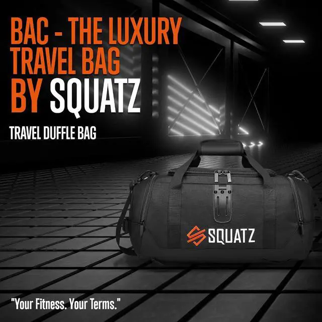 Alt view image 3 of 7 - SQUATZ Gym Bag for Men and Women Sports 50L Duffle Bag Travel Backpack Weekender Overnight Backpack with Spacious Shoes Compartment Adjustable and Removable Shoulder Strap Workout, Multiple Pockets