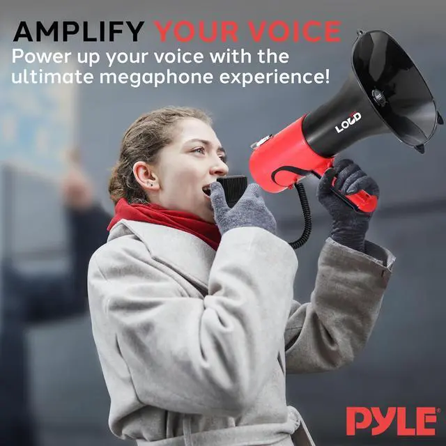 Alt view image 6 of 7 - Pyle Portable Megaphone Bullhorn - Bluetooth Compatible PA Speaker with Built-in Voice Changer, 1500 Yard Range, Siren, 100W Adjustable Vol Control, Loudspeaker for Outdoor Sports & Safety Drills