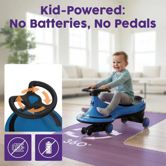 Alt view image 2 of 7 - Hurtle Swing Ride On Car, Wiggle Car Toy for Kids, No Pedals, Batteries or Gears, Safe Toddler Ride On Toy with Twist & Go Motion, for Indoor & Outdoor Use, Suitable for Kids Above 2 Years, Blue