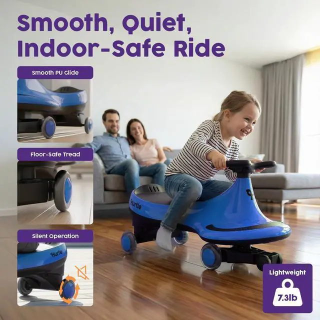Alt view image 4 of 7 - Hurtle Swing Ride On Car, Wiggle Car Toy for Kids, No Pedals, Batteries or Gears, Safe Toddler Ride On Toy with Twist & Go Motion, for Indoor & Outdoor Use, Suitable for Kids Above 2 Years, Blue
