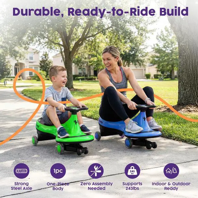 Alt view image 6 of 7 - Hurtle Swing Ride On Car, Wiggle Car Toy for Kids, No Pedals, Batteries or Gears, Safe Toddler Ride On Toy with Twist & Go Motion, for Indoor & Outdoor Use, Suitable for Kids Above 2 Years, Blue