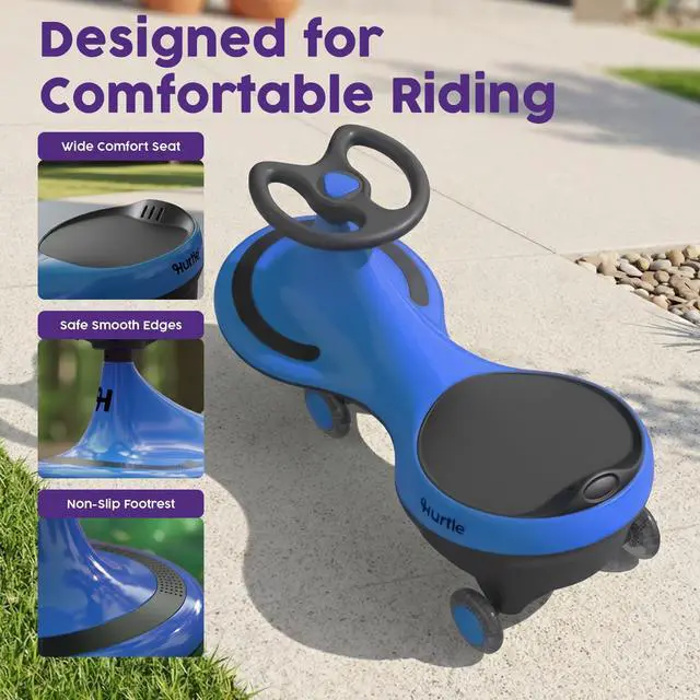 Alt view image 5 of 7 - Hurtle Swing Ride On Car, Wiggle Car Toy for Kids, No Pedals, Batteries or Gears, Safe Toddler Ride On Toy with Twist & Go Motion, for Indoor & Outdoor Use, Suitable for Kids Above 2 Years, Blue