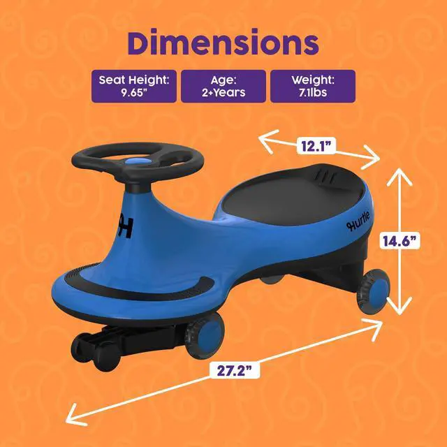 Alt view image 7 of 7 - Hurtle Swing Ride On Car, Wiggle Car Toy for Kids, No Pedals, Batteries or Gears, Safe Toddler Ride On Toy with Twist & Go Motion, for Indoor & Outdoor Use, Suitable for Kids Above 2 Years, Blue