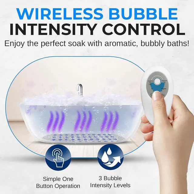 Alt view image 5 of 7 - Portable Spa Bubble Bath Massager - Thermal Spa Waterproof Non-slip Mat with Suction Cup Bottom, Motorized Air Pump & Adjustable Bubble Settings - Remote Control Included - Serenelife PHSPAMT22