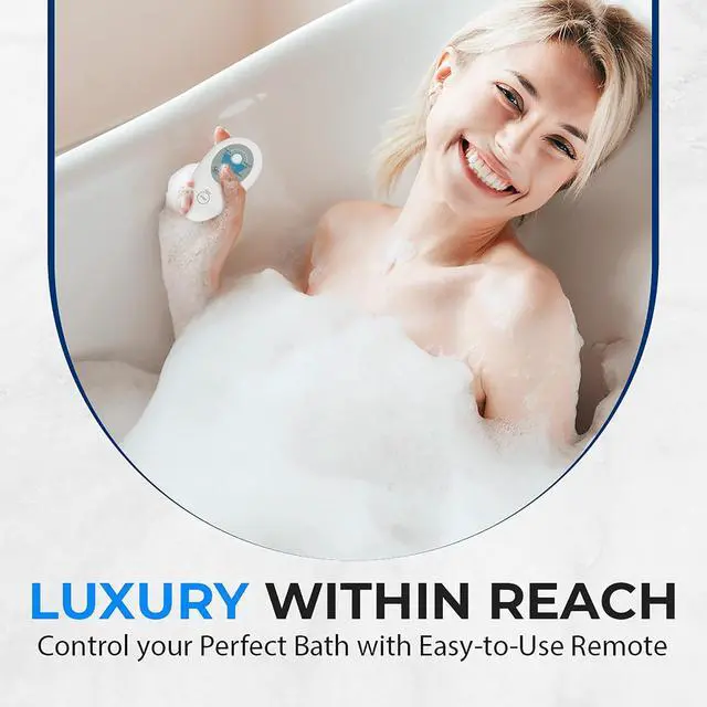 Alt view image 6 of 7 - Portable Spa Bubble Bath Massager - Thermal Spa Waterproof Non-slip Mat with Suction Cup Bottom, Motorized Air Pump & Adjustable Bubble Settings - Remote Control Included - Serenelife PHSPAMT22