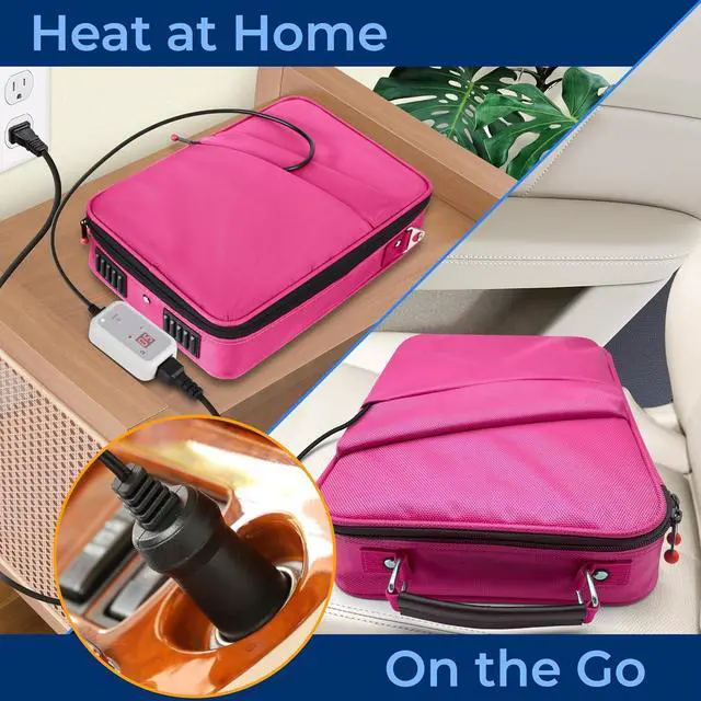 Alt view image 4 of 6 - SereneLife Portable Massage Stone Warmer Set - Electric Spa Hot Stones Massager and Heater Kit with 6 Large and 6 Small Round Shaped Basalt Massaging Rocks, Digital Controller Heating Bag, Pink