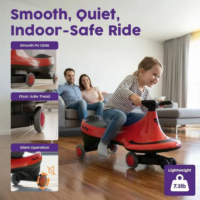 Alt view image 4 of 7 - Hurtle Swing Ride On Car, Wiggle Car Toy for Kids, No Pedals, Batteries or Gears, Safe Toddler Ride On Toy with Twist & Go Motion, for Indoor & Outdoor Use, Suitable for Kids Above 2 Years, Red