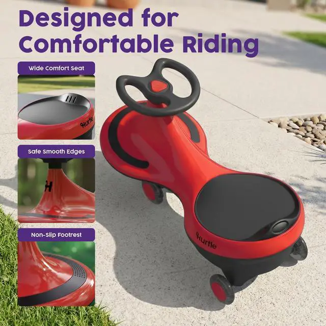 Alt view image 5 of 7 - Hurtle Swing Ride On Car, Wiggle Car Toy for Kids, No Pedals, Batteries or Gears, Safe Toddler Ride On Toy with Twist & Go Motion, for Indoor & Outdoor Use, Suitable for Kids Above 2 Years, Red