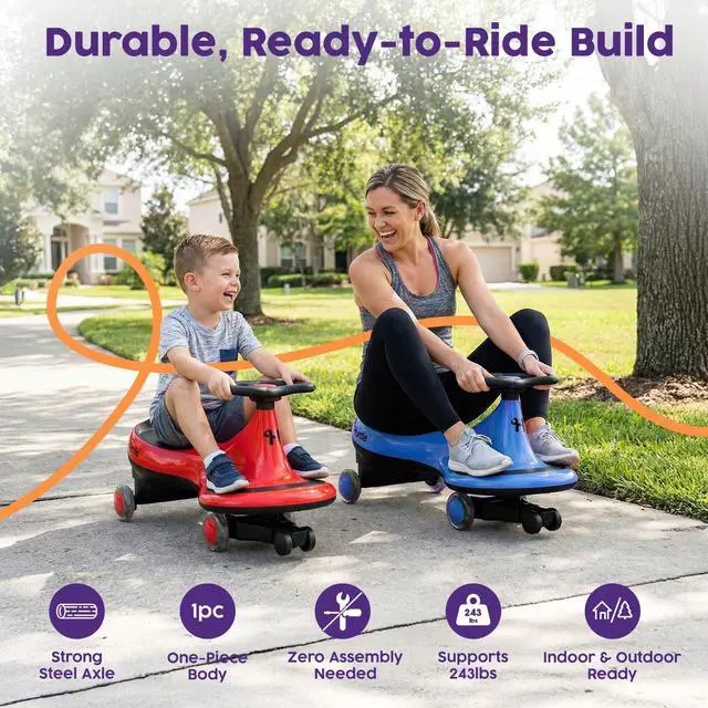 Alt view image 6 of 7 - Hurtle Swing Ride On Car, Wiggle Car Toy for Kids, No Pedals, Batteries or Gears, Safe Toddler Ride On Toy with Twist & Go Motion, for Indoor & Outdoor Use, Suitable for Kids Above 2 Years, Red