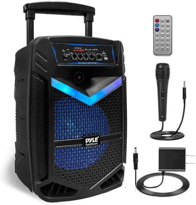 Main image of Portable Bluetooth PA Speaker System - 1200W Rechargeable Outdoor Bluetooth Speaker Portable PA System w/ 15 Subwoofer 1 Tweeter, Recording Function Mic in Party Lights USB/SD Radio