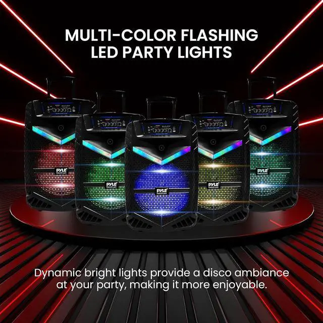 Alt view image 4 of 7 - Portable Bluetooth PA Speaker System - 1200W Rechargeable Outdoor Bluetooth Speaker Portable PA System w/ 15 Subwoofer 1 Tweeter, Recording Function Mic in Party Lights USB/SD Radio