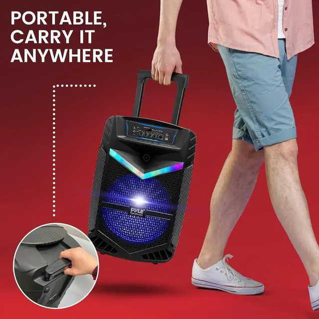 Alt view image 6 of 7 - Portable Bluetooth PA Speaker System - 1200W Rechargeable Outdoor Bluetooth Speaker Portable PA System w/ 15 Subwoofer 1 Tweeter, Recording Function Mic in Party Lights USB/SD Radio