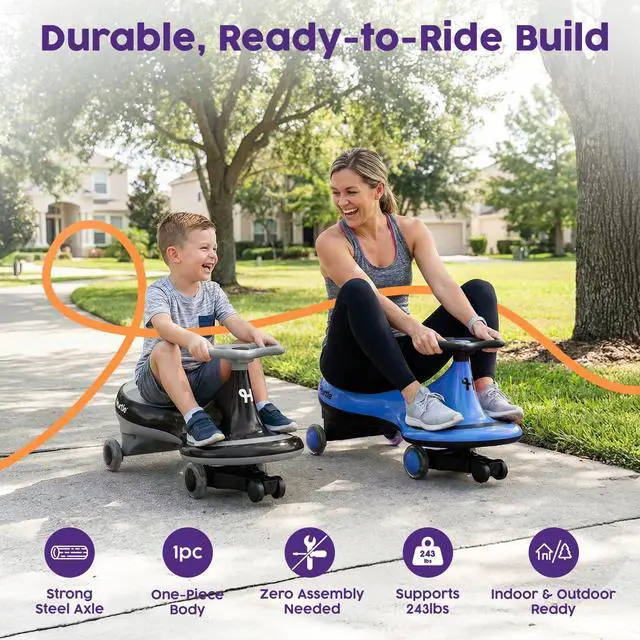 Alt view image 6 of 7 - Hurtle Swing Ride On Car, Wiggle Car Toy for Kids, No Pedals, Batteries or Gears, Safe Toddler Ride On Toy with Twist & Go Motion, for Indoor & Outdoor Use, Suitable for Kids Above 2 Years, Black