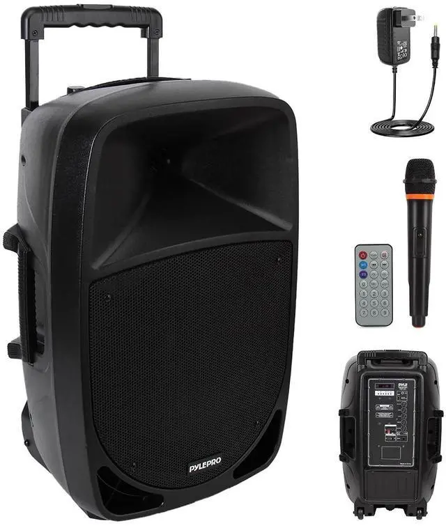 Main image of 1200W Portable Bluetooth PA Speaker - 12 Subwoofer, LED Battery Indicator Lights w/Built-in Rechargeable Battery, MP3/USB/SD Card Reader, and UHF Wireless Microphone - Pyle PSBT125A