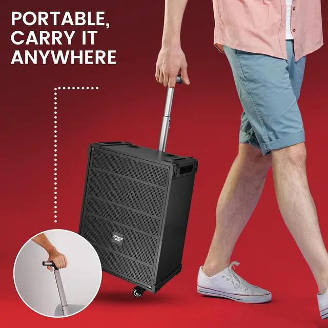 Alt view image 6 of 7 - Pyle 12'' Portable Wireless Bluetooth Speaker System - Built-in Rechargeable Battery, Wireless Microphone, USB/Micro SD/FM - 80 Watt - FM Radio with Digital LED Display, PWMA1299A
