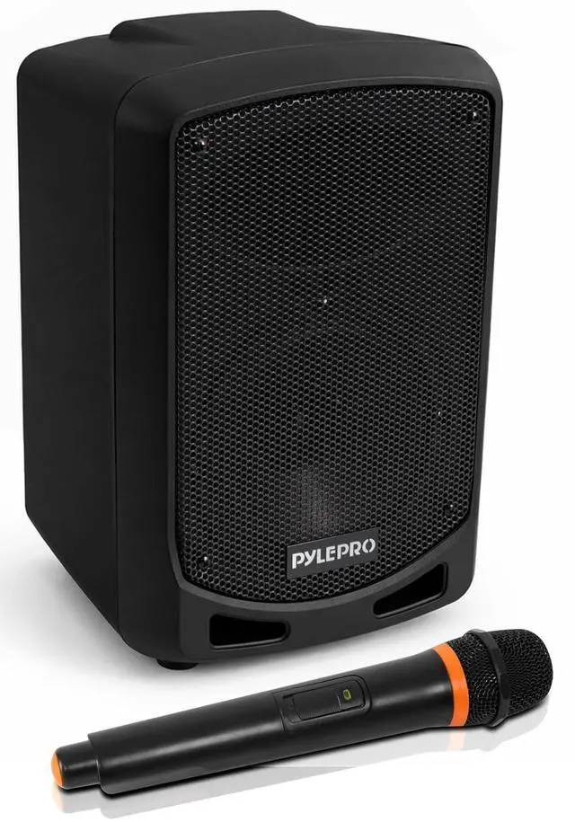 Main image of Pyle Portable Bluetooth PA Speaker System - Indoor Outdoor Karaoke Sound System w/Wireless Mic, Audio Recording, Rechargeable Battery, USB/SD Reader, Stand Mount, for Party, Crowd Control - Pyle