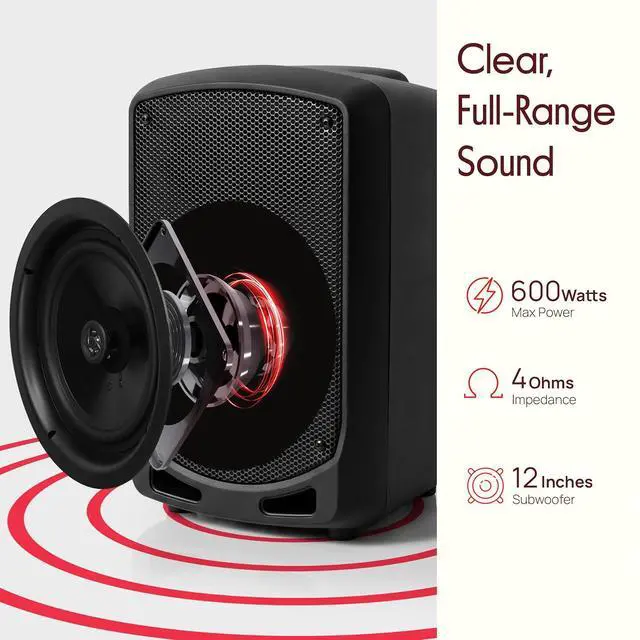 Alt view image 2 of 7 - Pyle Portable Bluetooth PA Speaker System - Indoor Outdoor Karaoke Sound System w/Wireless Mic, Audio Recording, Rechargeable Battery, USB/SD Reader, Stand Mount, for Party, Crowd Control - Pyle