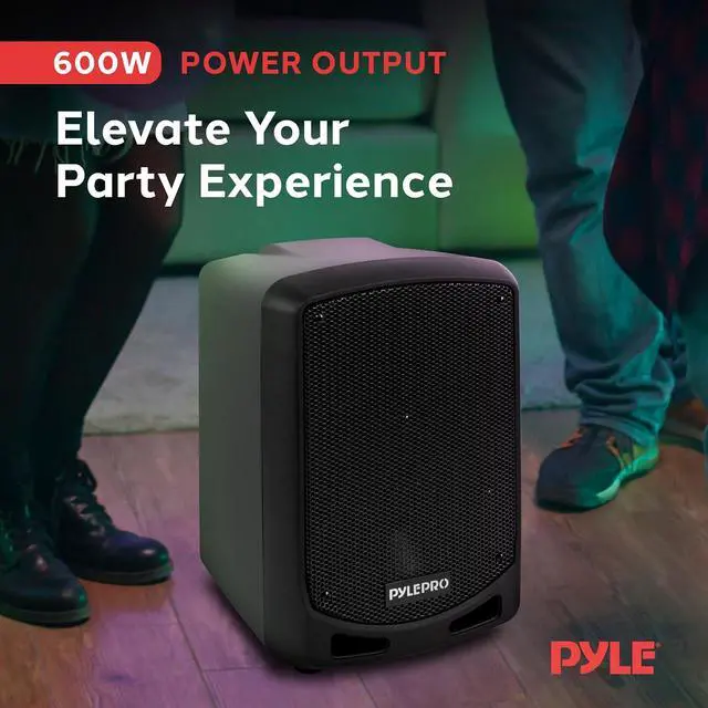Alt view image 2 of 7 - Pyle Bluetooth Karaoke PA Speaker - Indoor / Outdoor Portable Sound System with Wireless Mic, Audio Recording, Rechargeable Battery, USB / SD Reader, Stand Mount - for Party, Control - PSBT65A Black