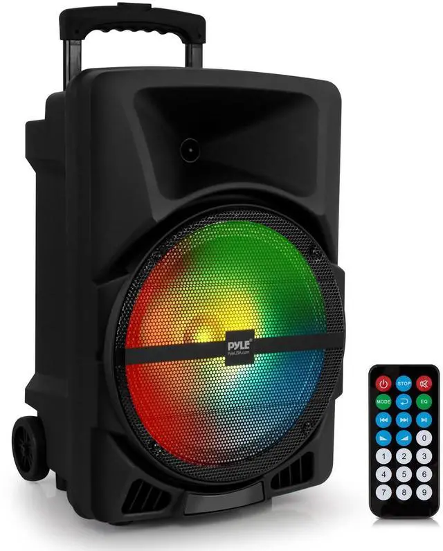 Main image of Pyle Wireless Portable PA Speaker System - 800W Powered Bluetooth Indoor & Outdoor DJ Stereo Loudspeaker with MP3 AUX 3.5mm Input, Flashing Party Light & FM Radio-PPHP1244B,Black