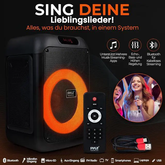 Alt view image 2 of 7 - Pyle Audio Bluetooth Party Speaker - Party Bluetooth with True Wireless Stereo System - Enjoy Powerful Bass and Clear Treble - with Carry Bag - Model PPHP8496BG - 100W
